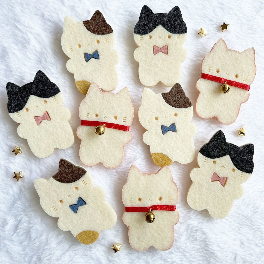 やわらかねこ*フェルトのブローチ