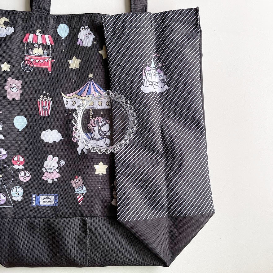 朝と夜の遊園地(ブラック)*トートバック