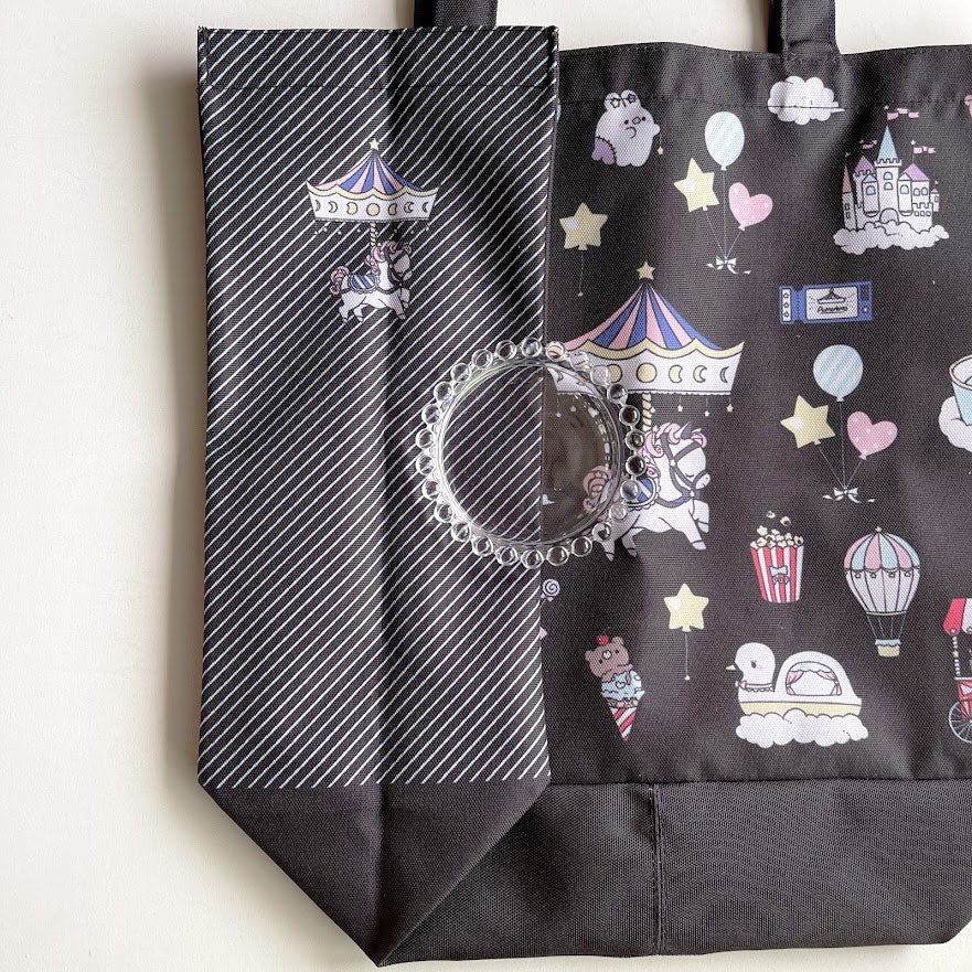 朝と夜の遊園地(ブラック)*トートバック