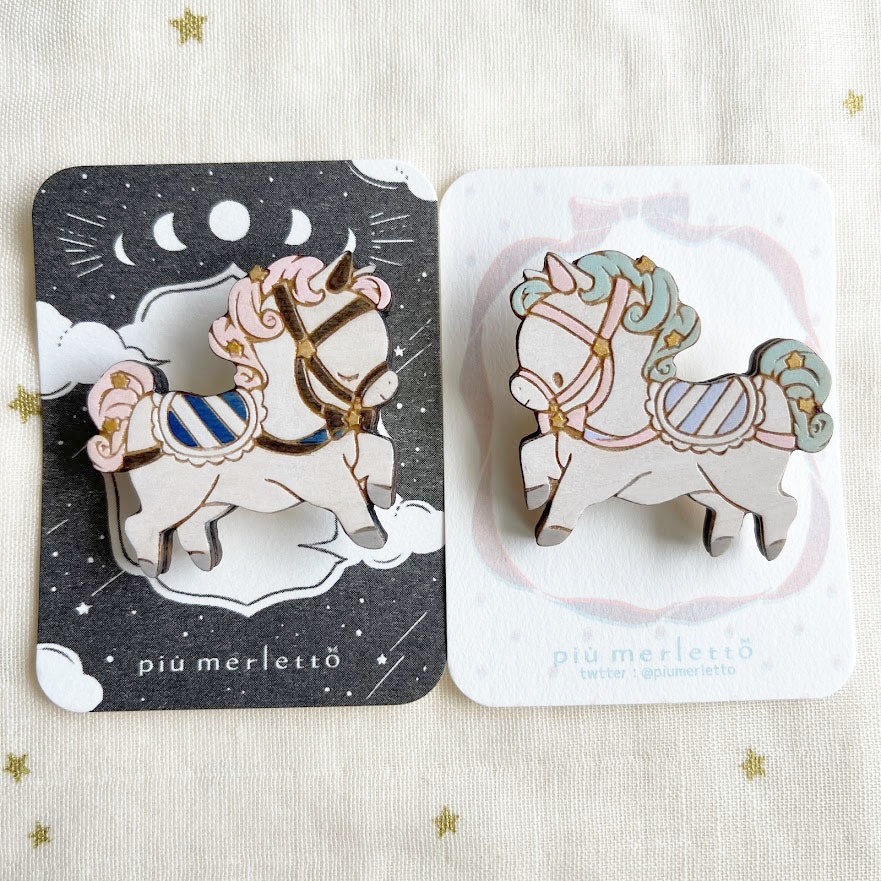 木馬のるるとひな*木のブローチ