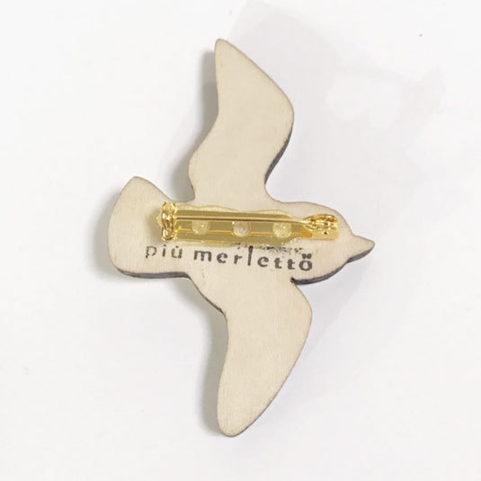 木のカモメさんブローチ