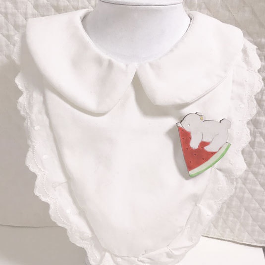 ひんやりスイカとしろくまブローチ