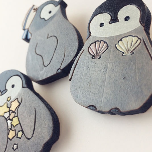 ぺぺぺぺンギン3兄弟ブローチ