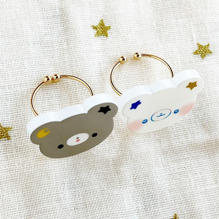 月くまと星くま*アクリルリング