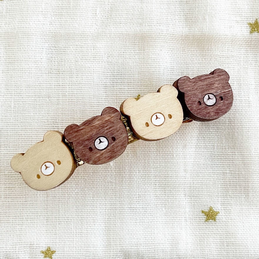 なかよしくまさん*木のバレッタ