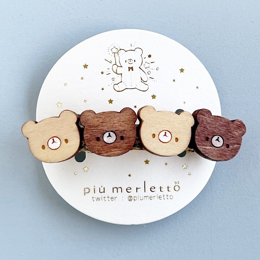 なかよしくまさん*木のバレッタ