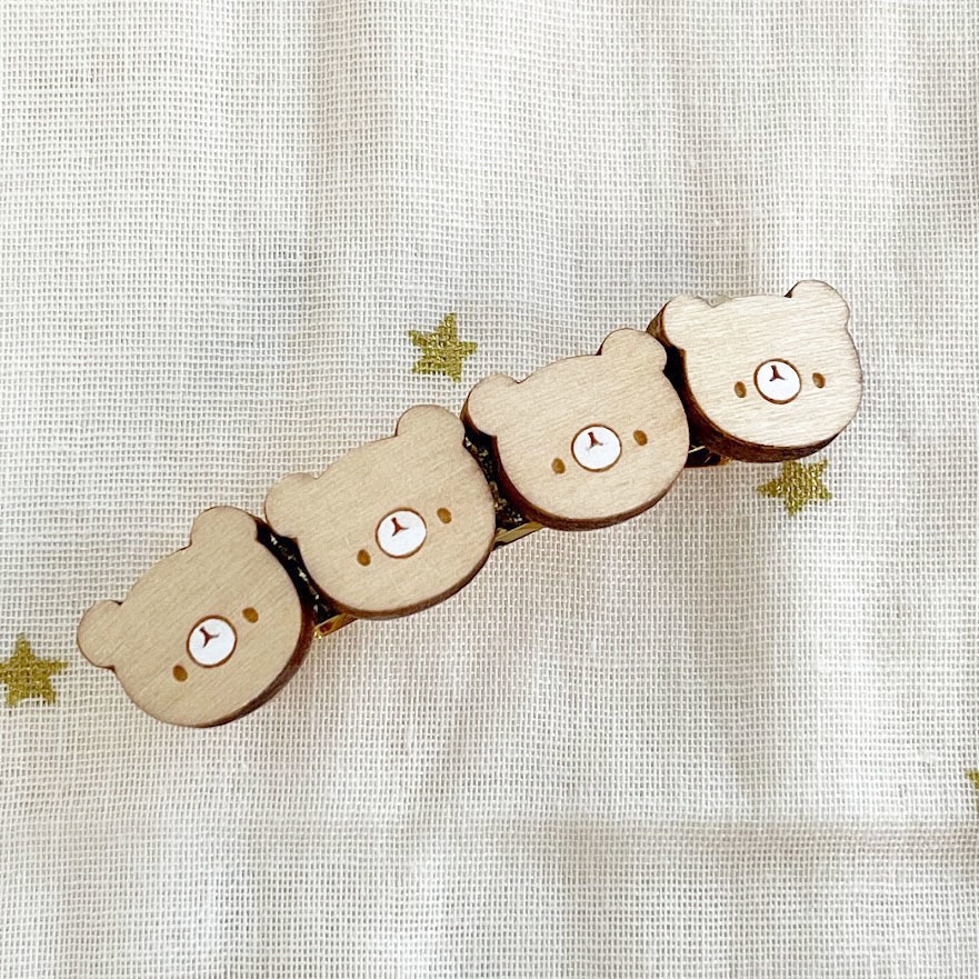 なかよしくまさん*木のバレッタ