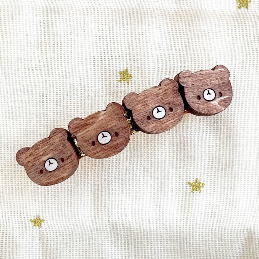 なかよしくまさん*木のバレッタ