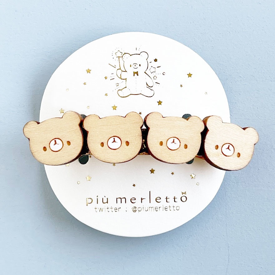 なかよしくまさん*木のバレッタ