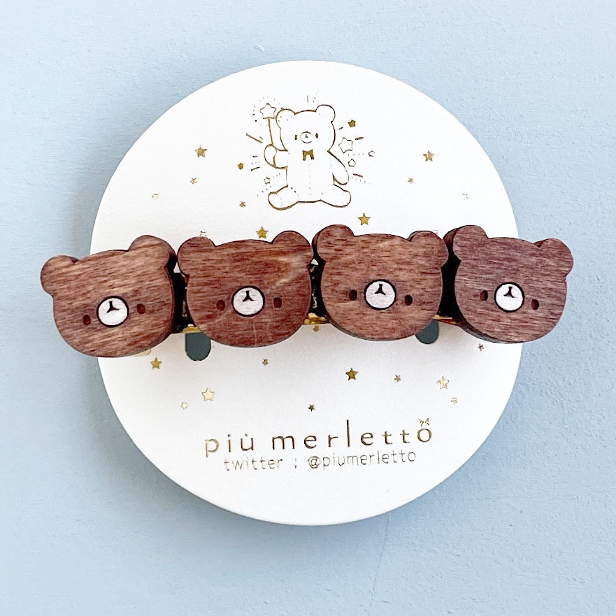 なかよしくまさん*木のバレッタ