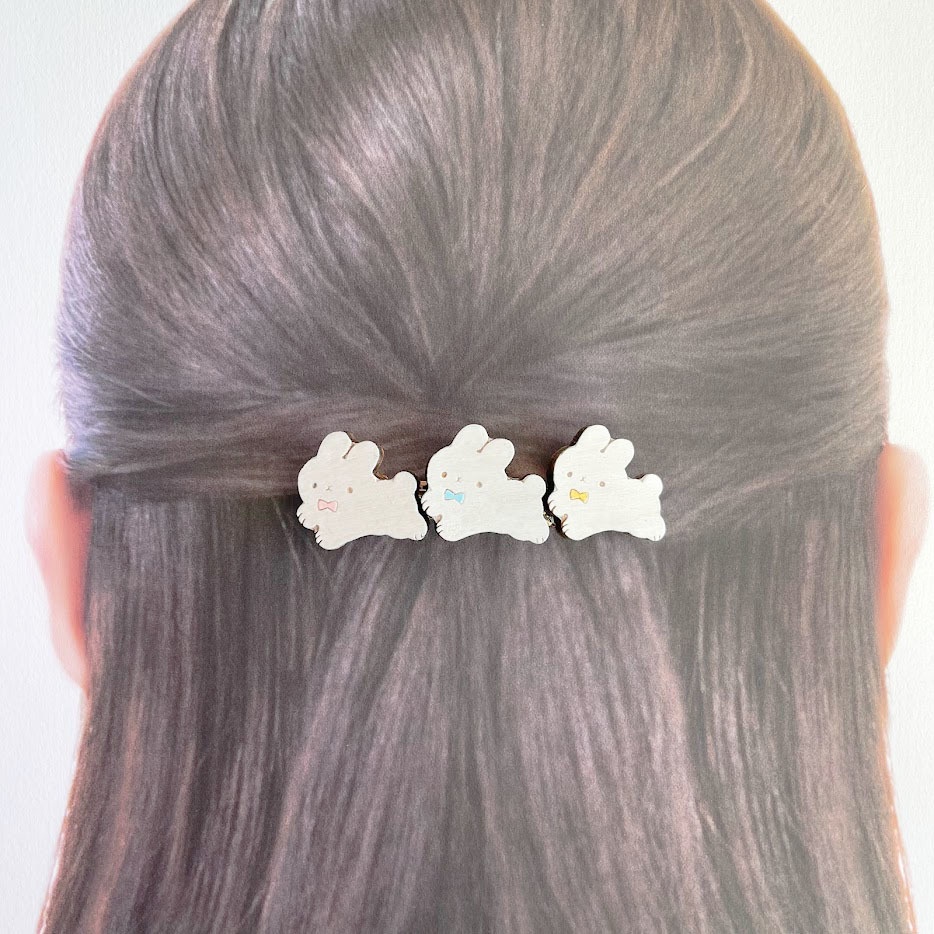 ぴょんぴょんうさぎ*木のバレッタ