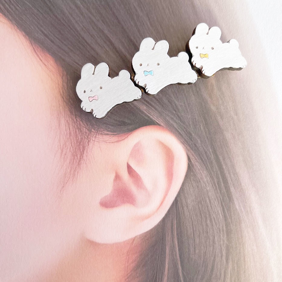 ぴょんぴょんうさぎ*木のバレッタ
