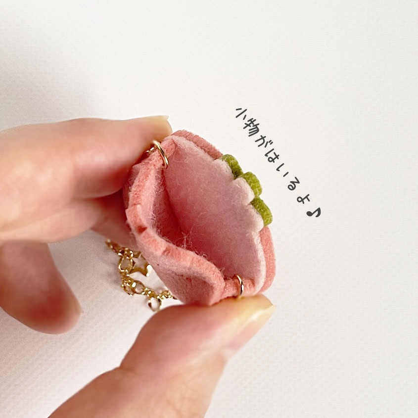 ドール*いちごとうさぎポシェット(ぴんく)