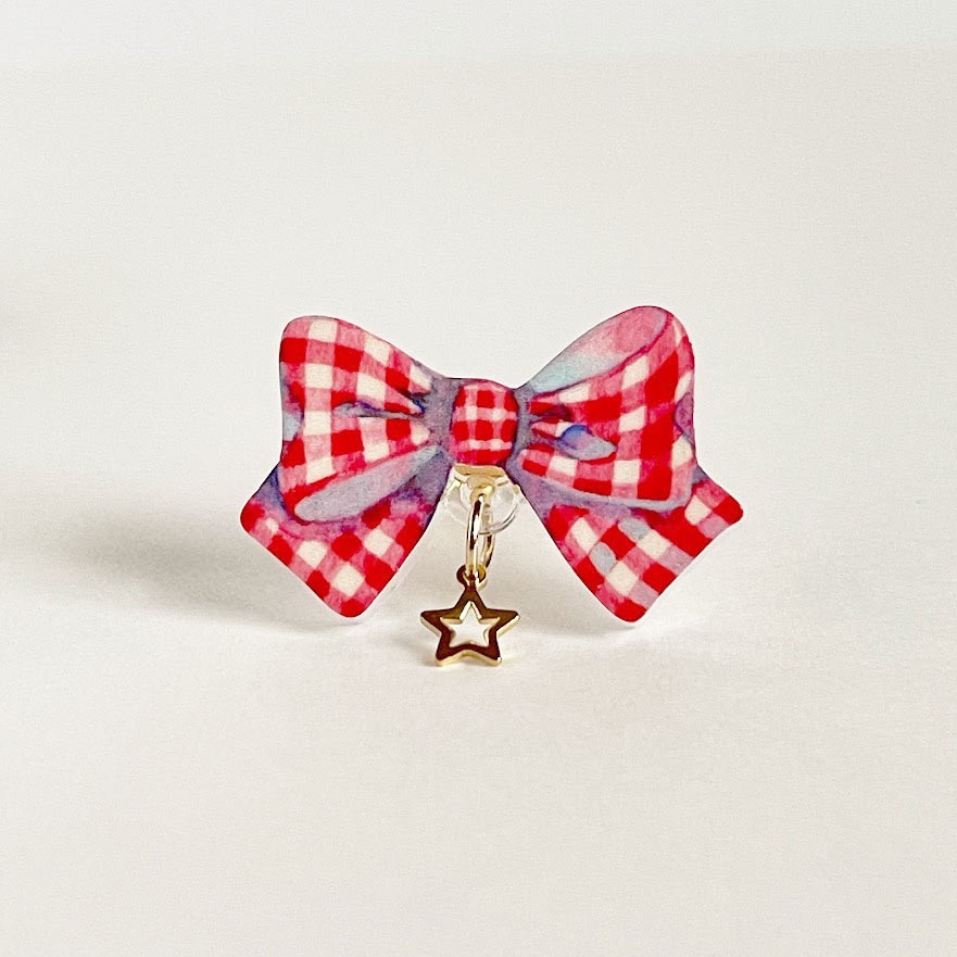 ギンガムチェックリボン*アクリルリング