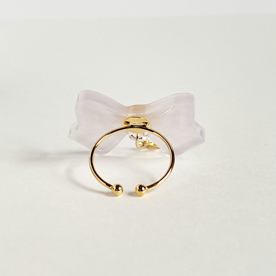 ギンガムチェックリボン*アクリルリング