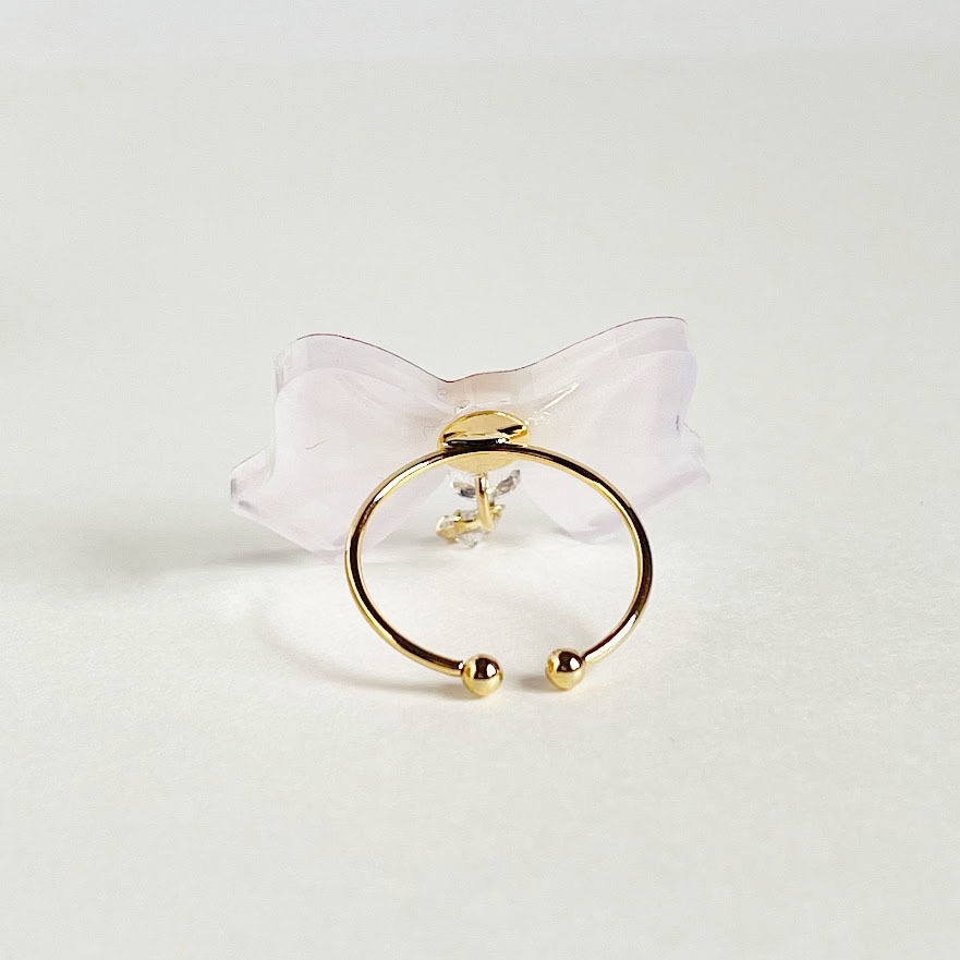 ギンガムチェックリボン*アクリルリング