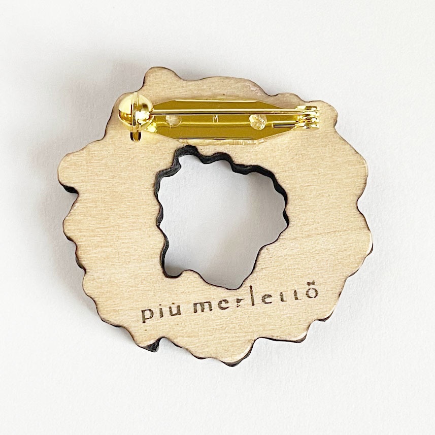 紫陽花と星屑のリース*木のブローチ