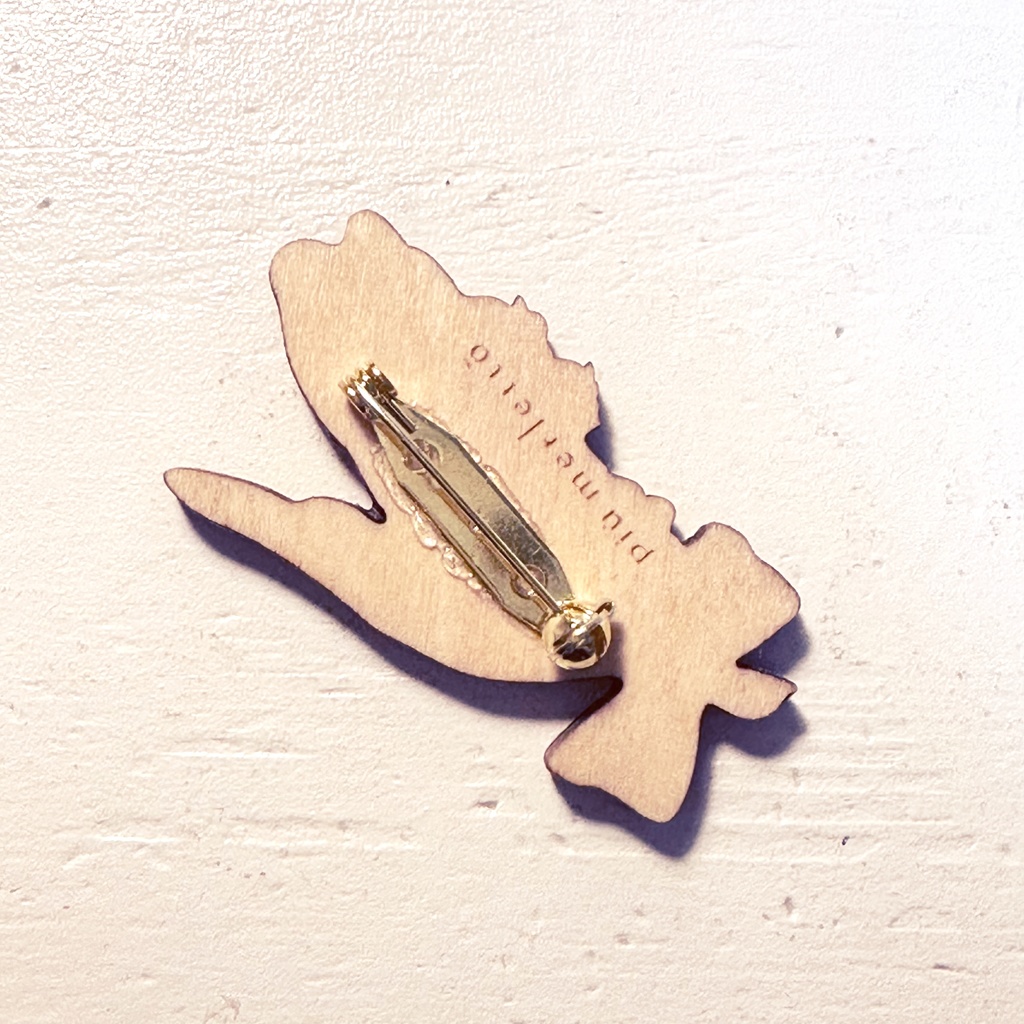 スズランうさぎ*木のブローチ