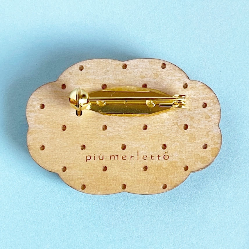 星屑と白鳥(木枠)*木のブローチ