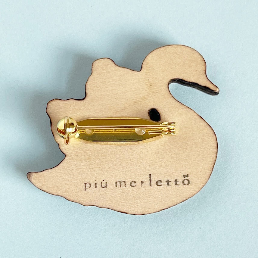 星屑と白鳥*木のブローチ