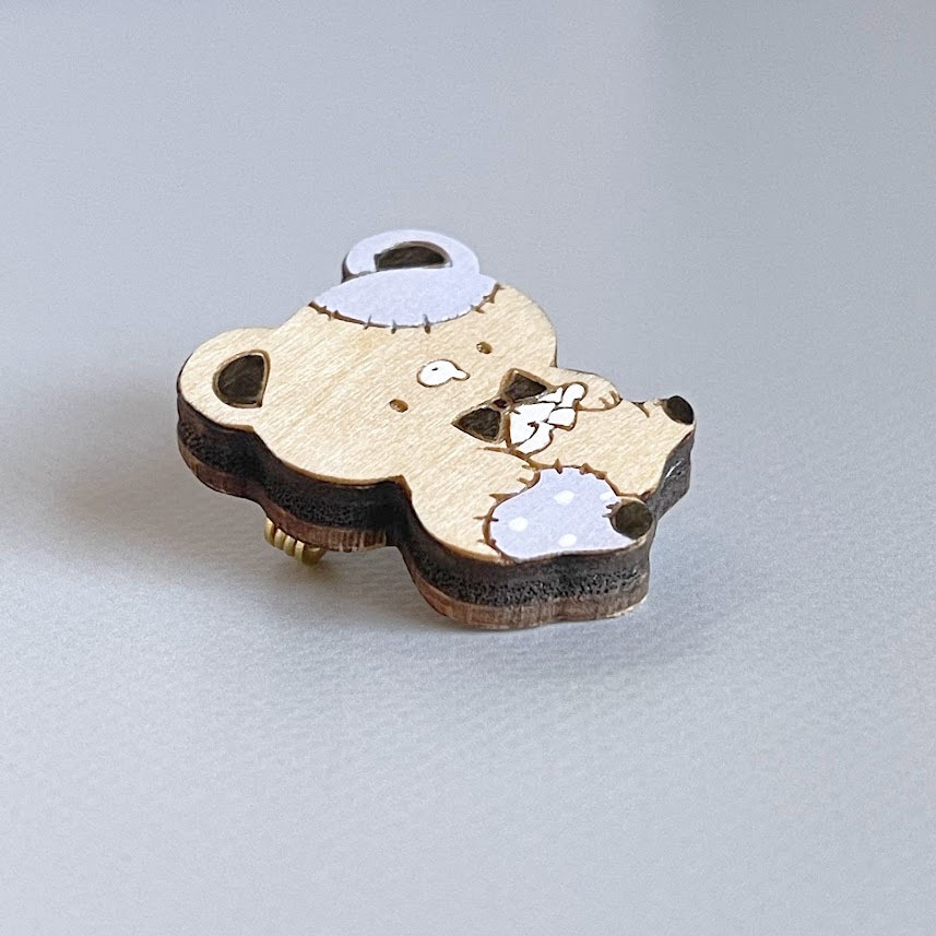 くまくまハロウィンパーティー*木のブローチ