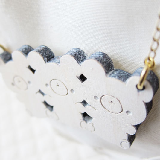 なかよしくま*木のネックレス