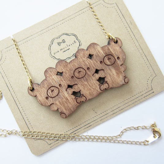 なかよしくま*木のネックレス