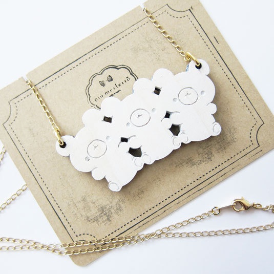 なかよしくま*木のネックレス