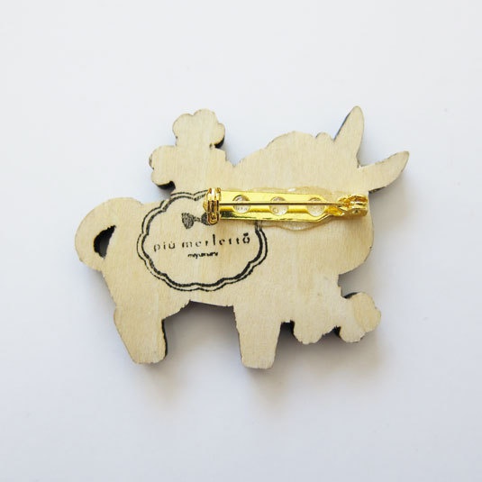 お花とロバさん*木のブローチ