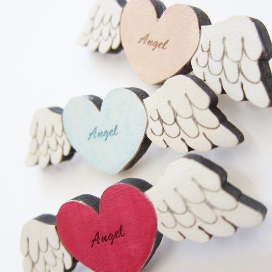 天使のハート*木のブローチ