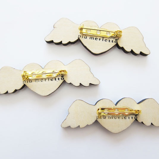 天使のハート*木のブローチ