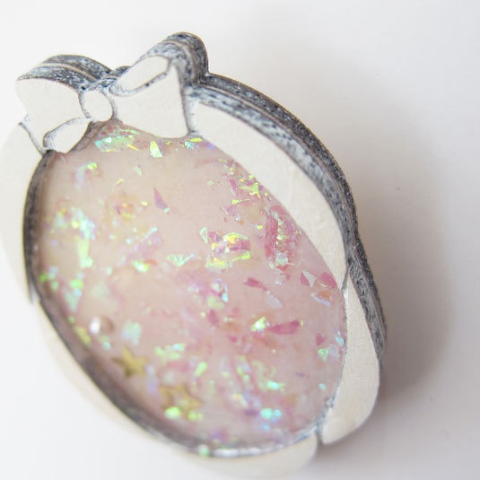 小さな額縁*木のブローチ