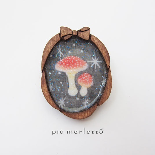 小さな額縁*木のブローチ