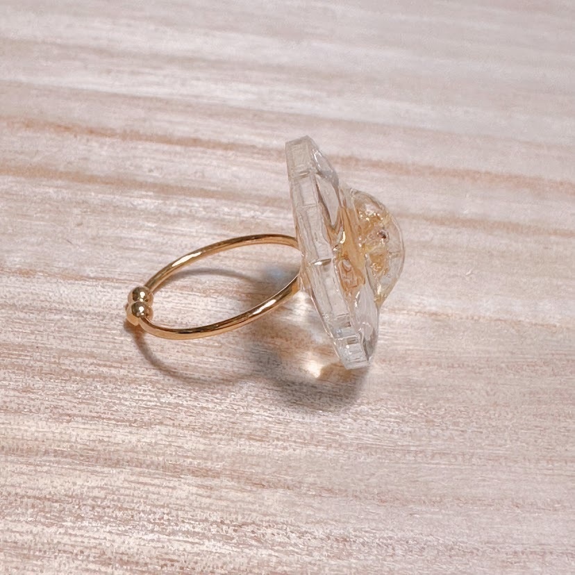 きらきらお花のボタニカルリング(キンモクセイ)