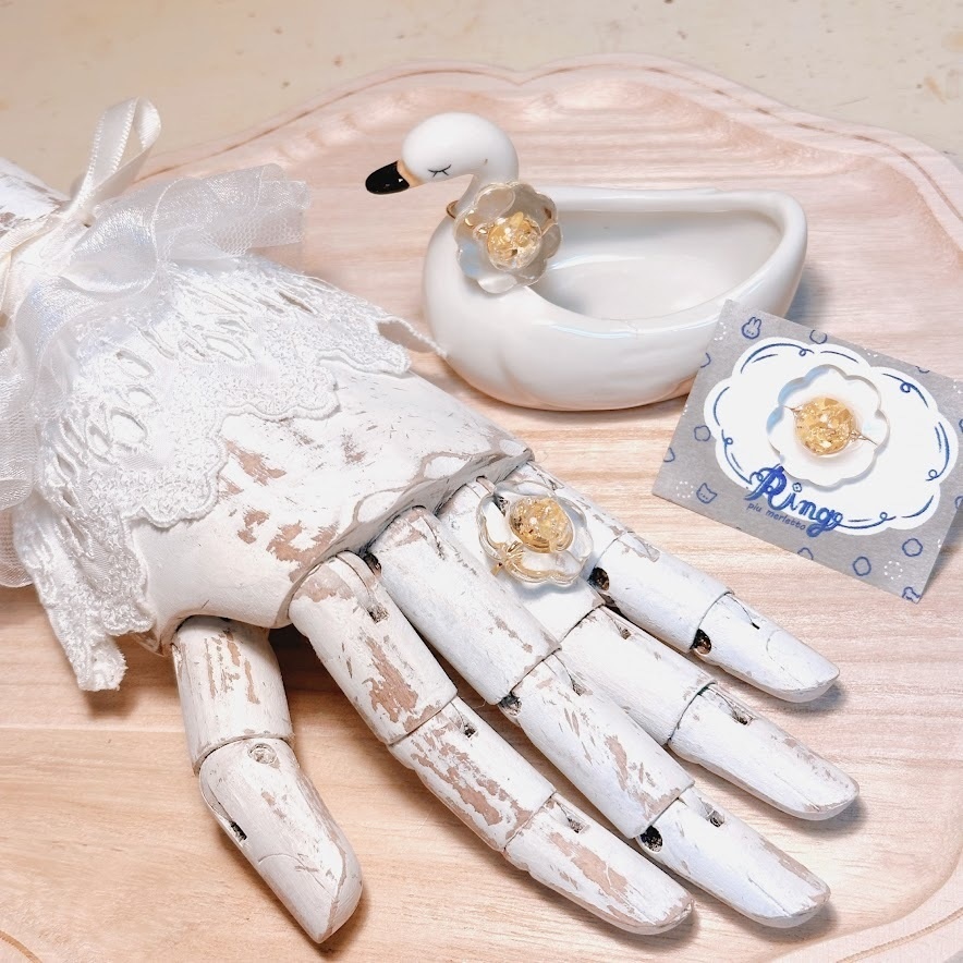 きらきらお花のボタニカルリング(キンモクセイ)