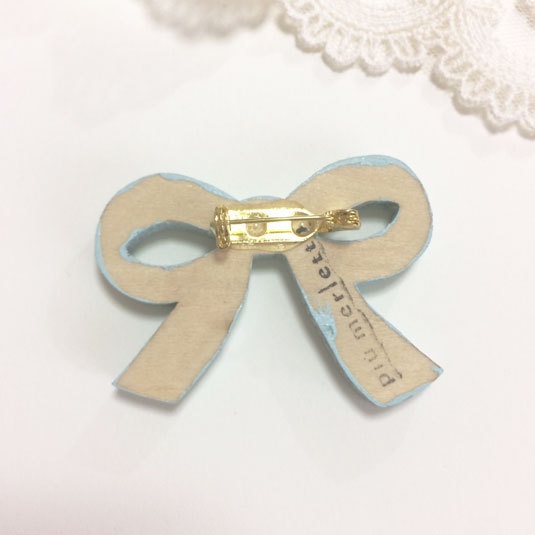 パステルリボン*木のブローチ