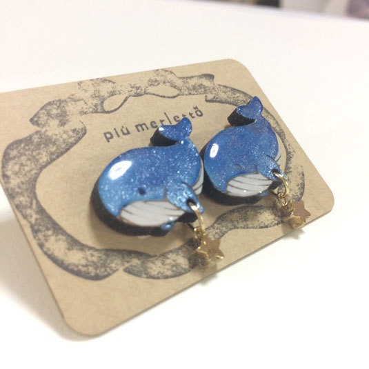 星空くじら*木のピアス・イヤリング