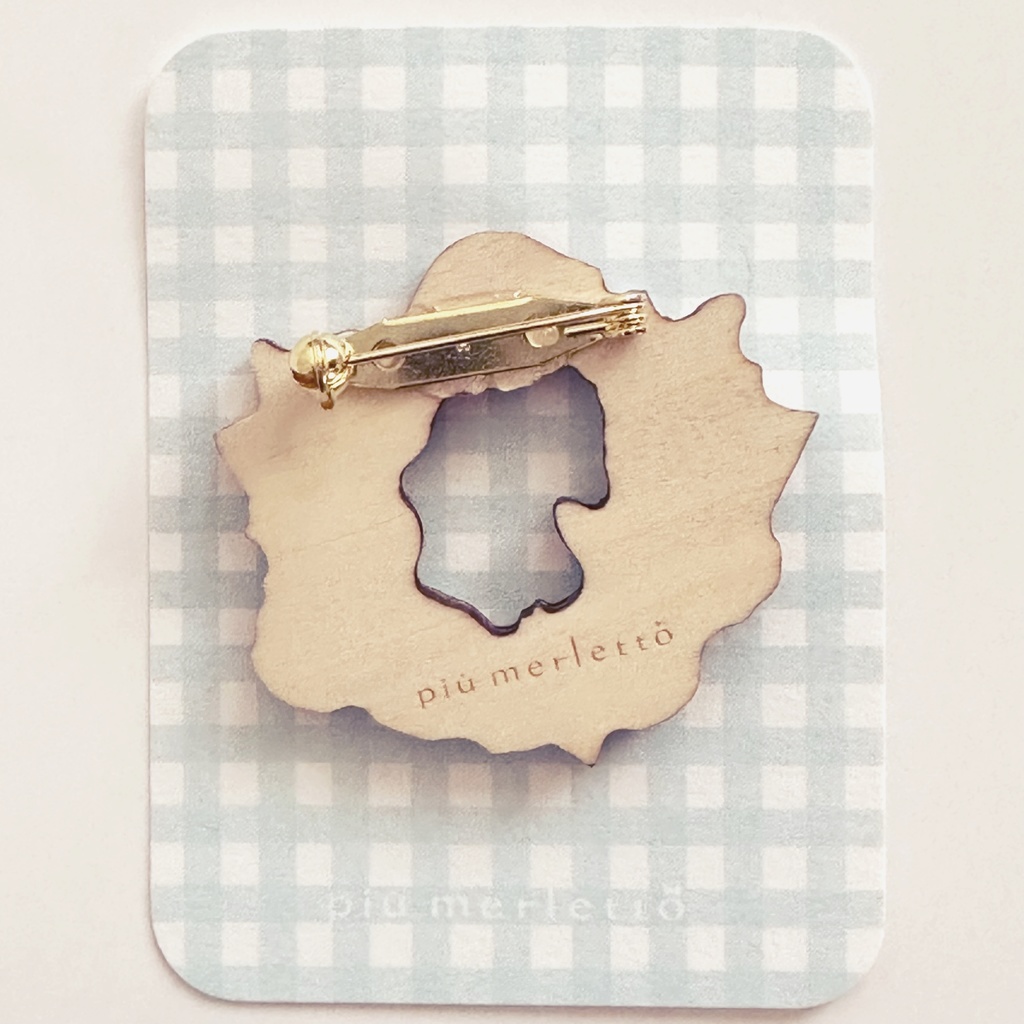 朝顔とうさぎ*木のブローチ