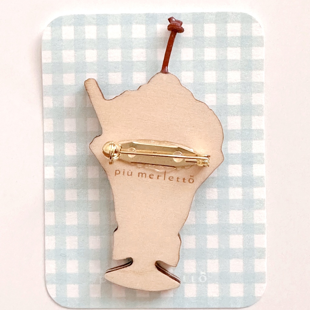 あざらしチョコミントパフェ*木のブローチ