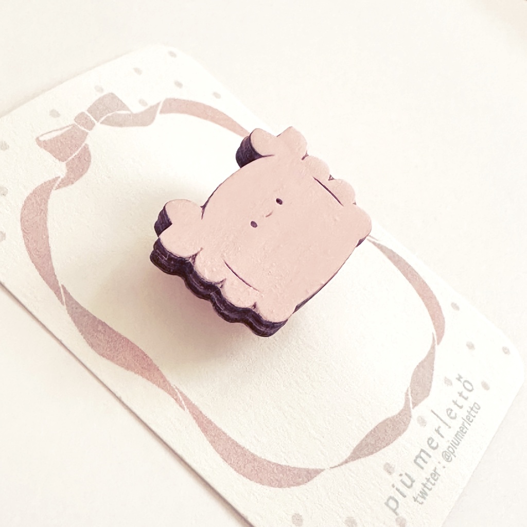 ミニ*カニちゃん(ぴんく)*木のブローチ