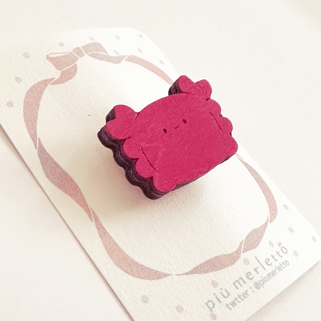 ミニ*カニちゃん(赤)*木のブローチ