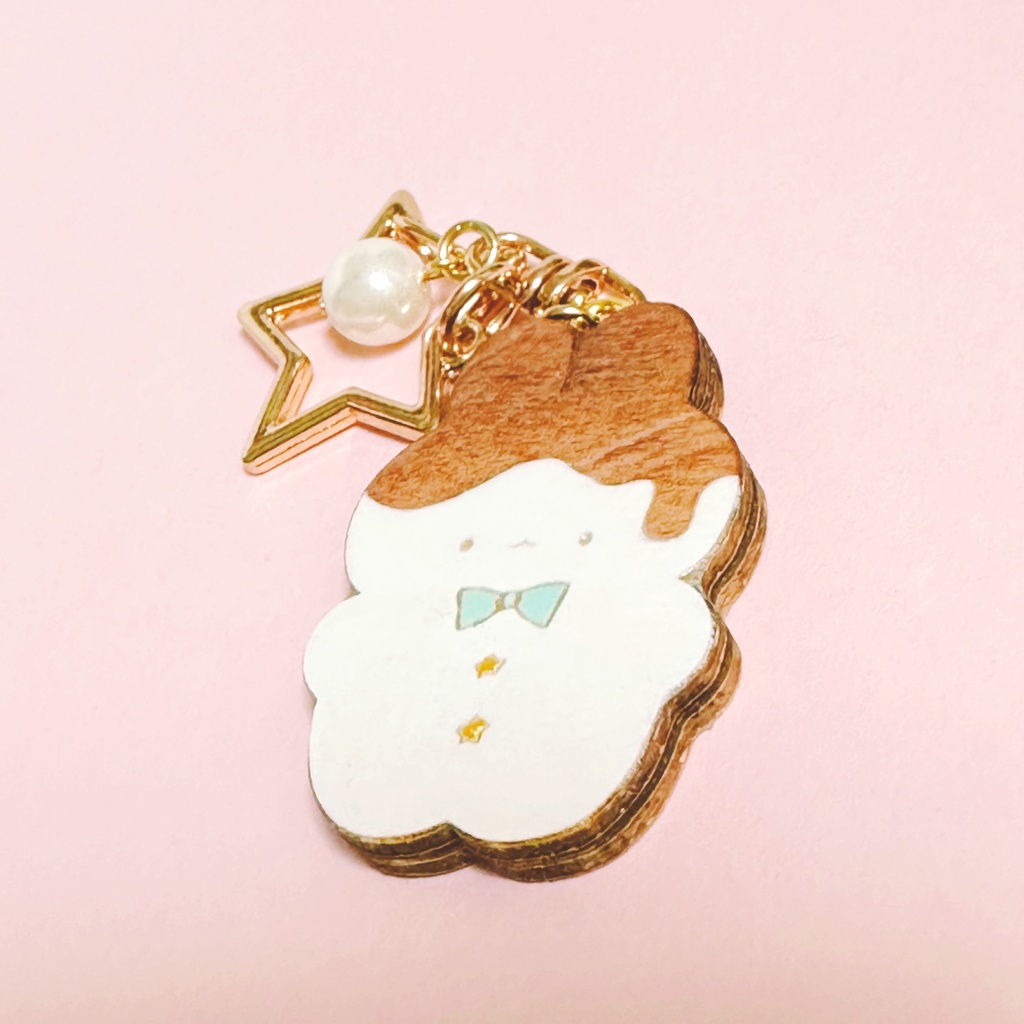 お菓子なくまとうさぎ*木のキーホルダー