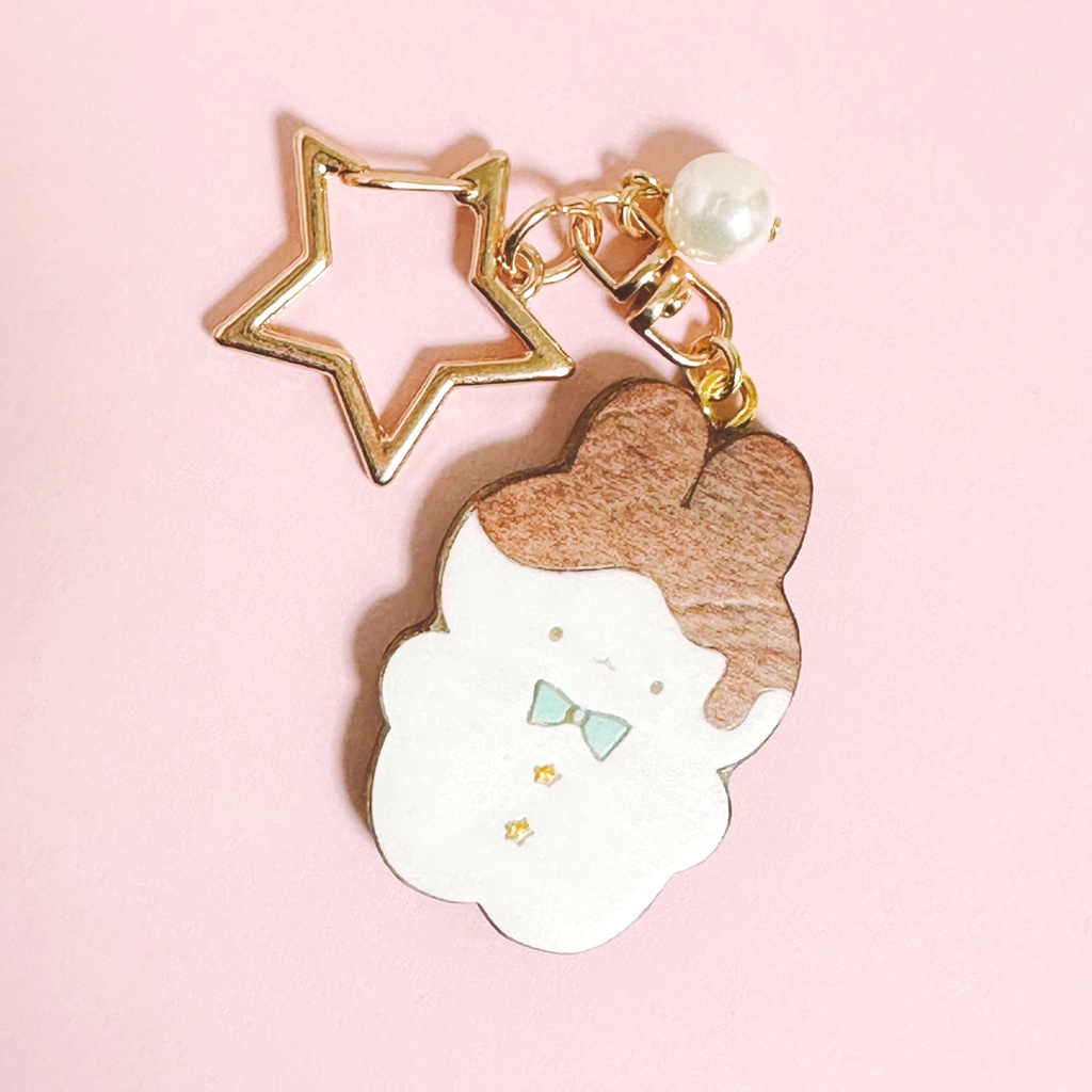 お菓子なくまとうさぎ*木のキーホルダー