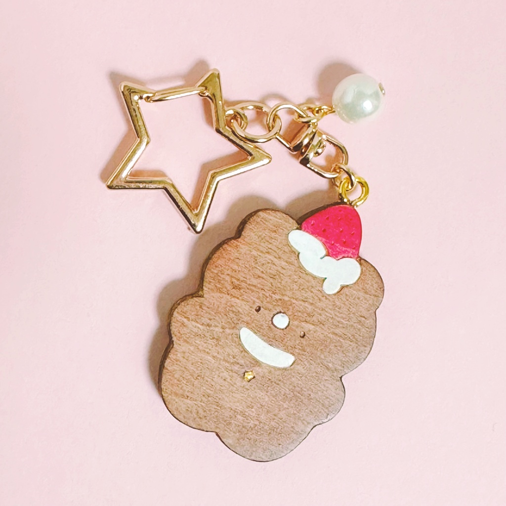 お菓子なくまとうさぎ*木のキーホルダー