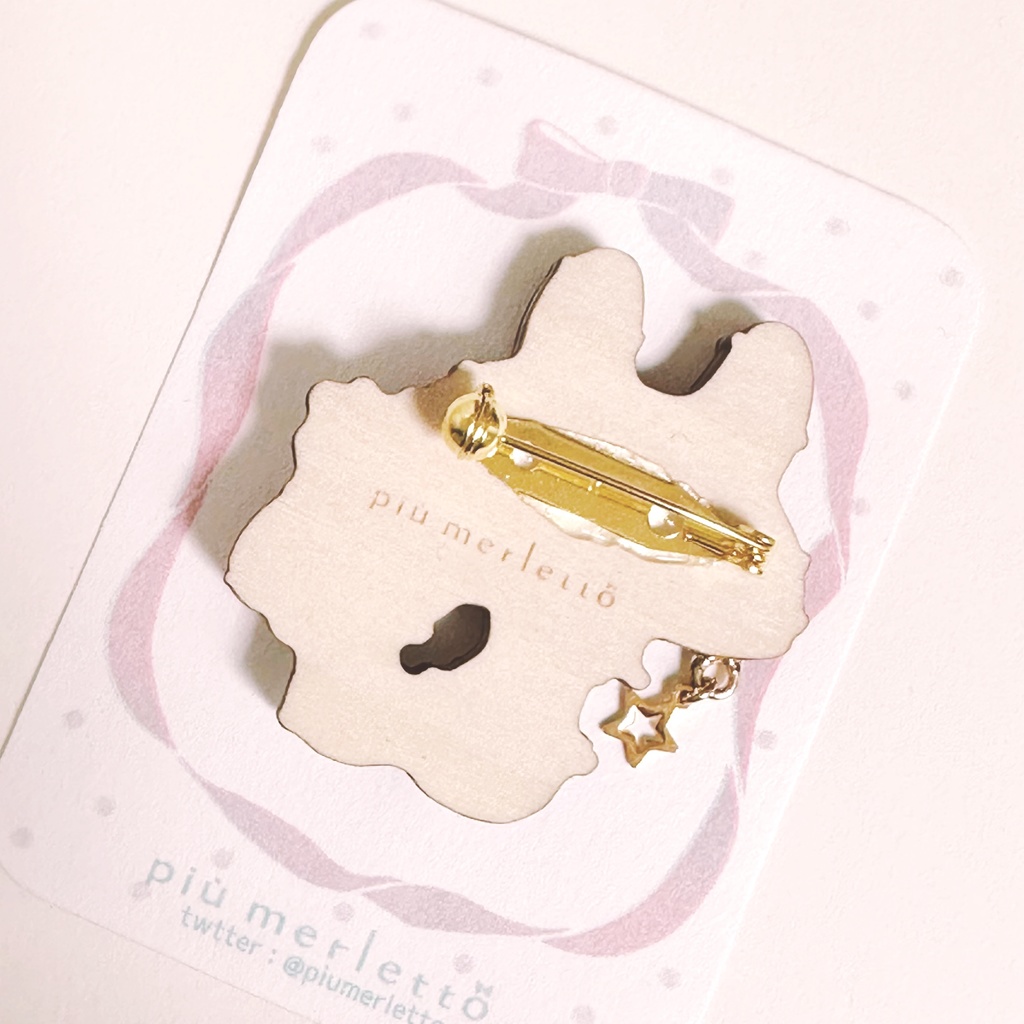 ウサギキノコダケ(赤)*木のブローチ