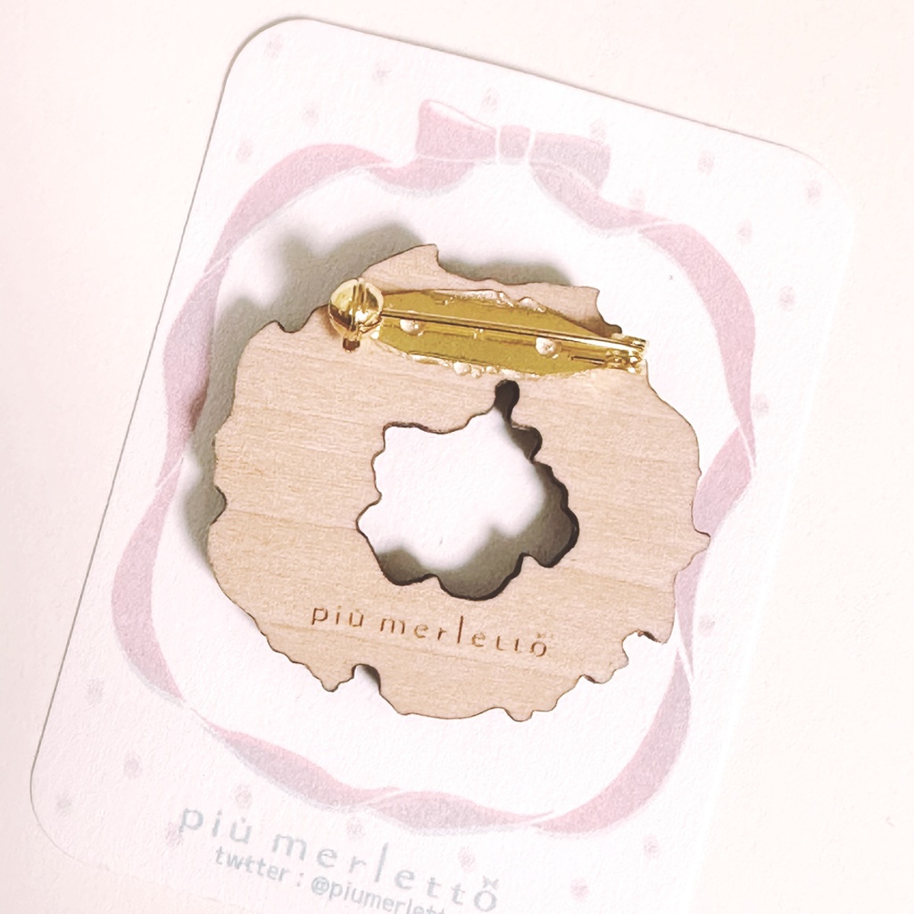 秋色ねことキンモクセイ*木のブローチ