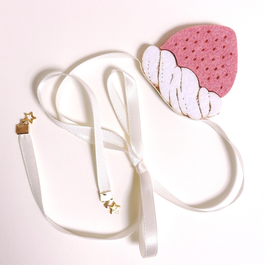 ドール*ショートケーキになれる苺のヘアアクセサリー