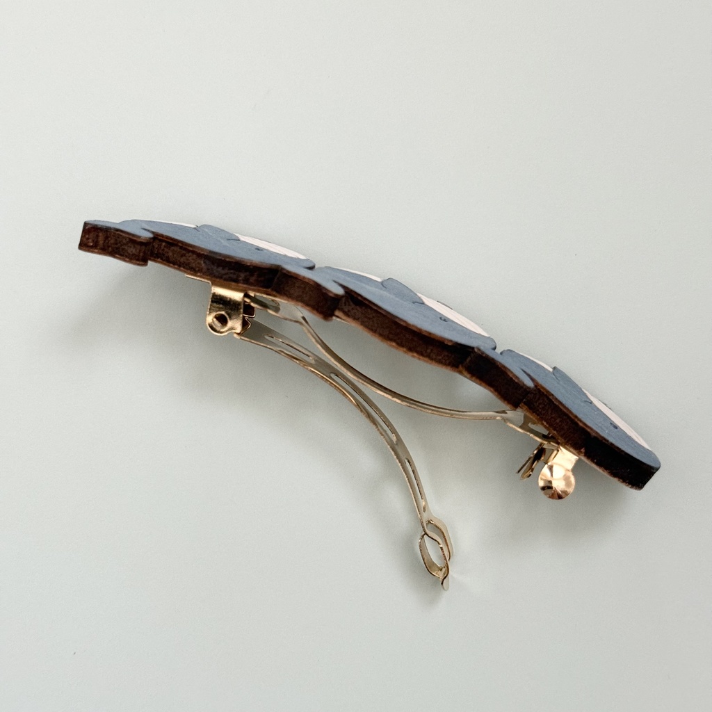 星空くじら*木のバレッタ