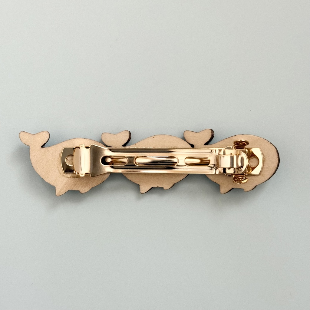 星空くじら*木のバレッタ