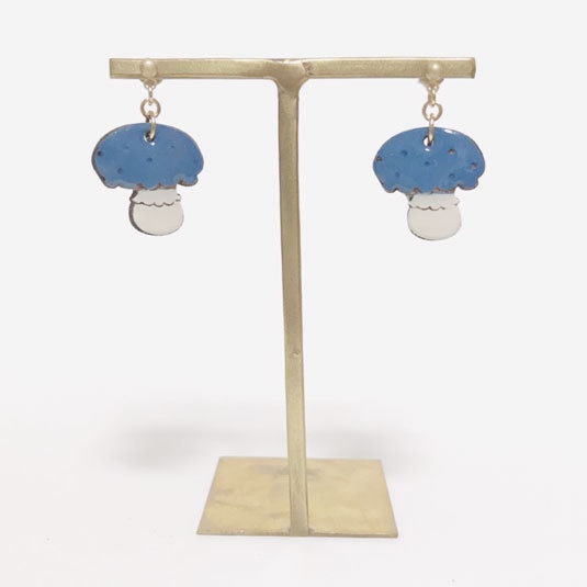 森のきのこ∴青∴*木のピアス・イヤリング